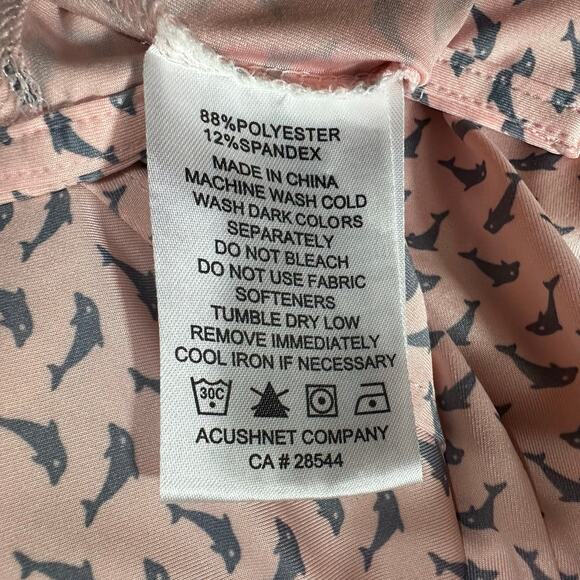 FootJoy Lisle Leaping Dolphins Golf Polo Shirt Men's 2XL Pink Gray Graphic Sport - Picture 6 of 7
